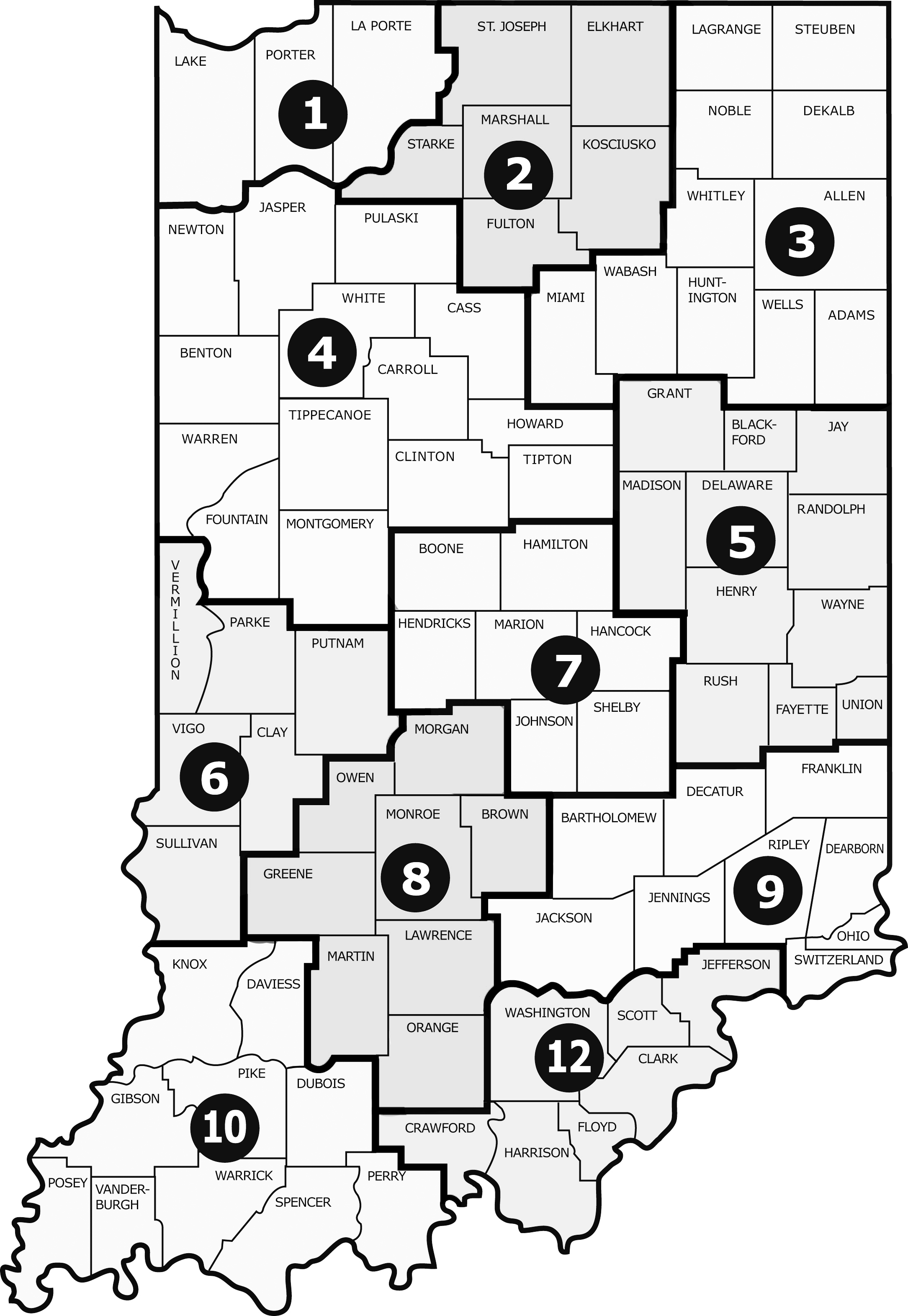 Regional map of Indiana