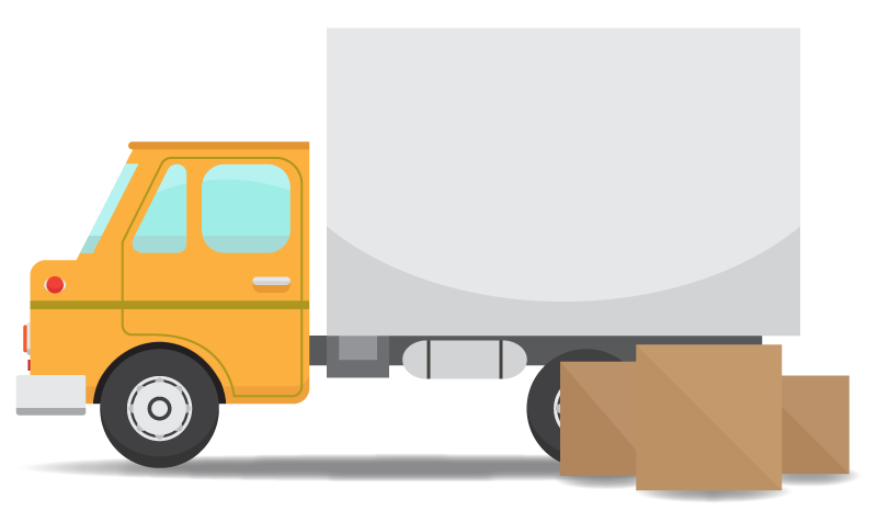 moving truck with boxes