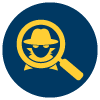 icon showing a magnifying glass over a suspicious person