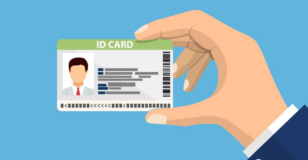 vector graphic of a hand holding an ID card