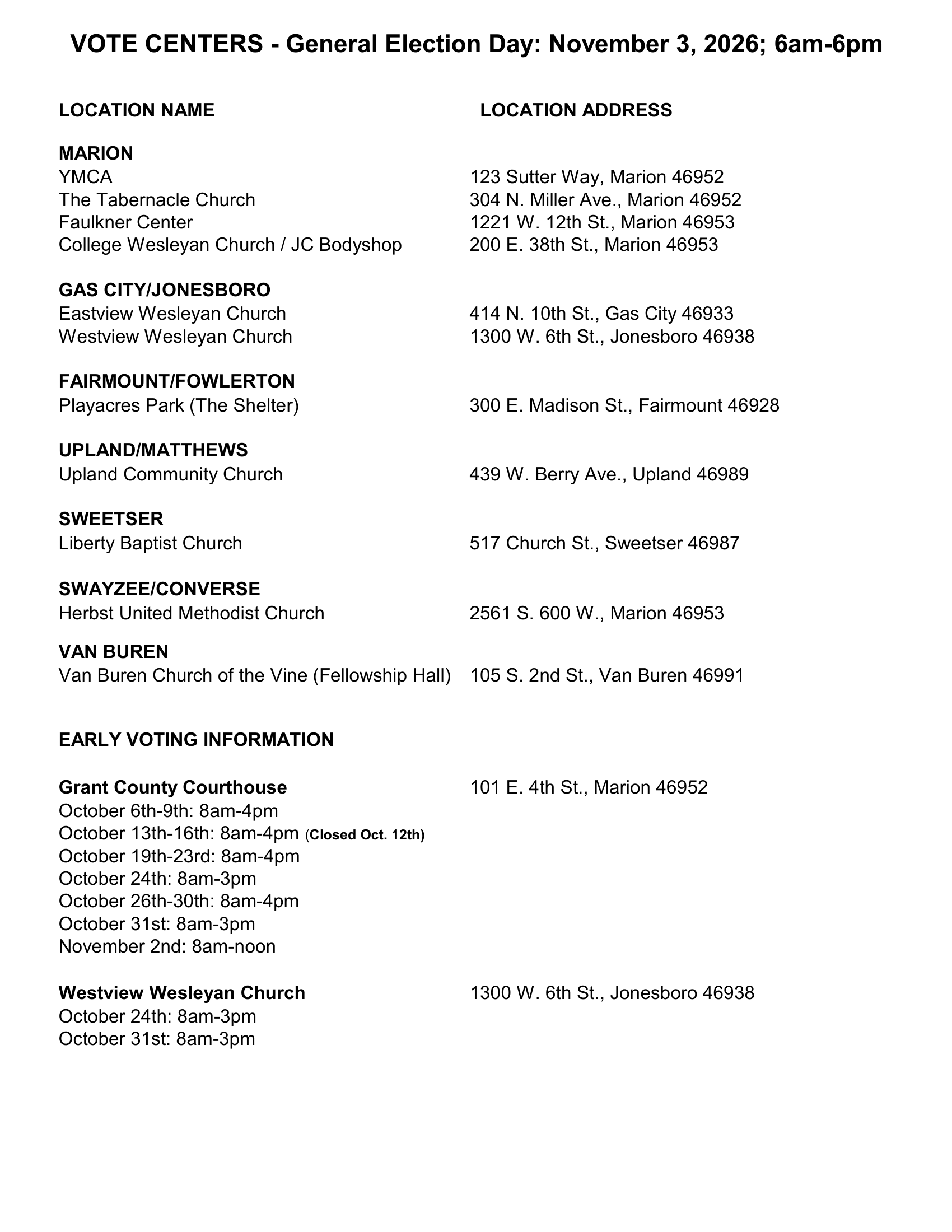General Election Voting Section