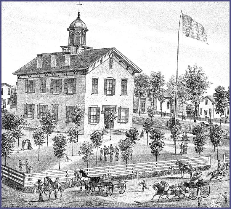 Unknown artist sketch of the second Courthouse in Albion, probably sketched in the early 1860’s.