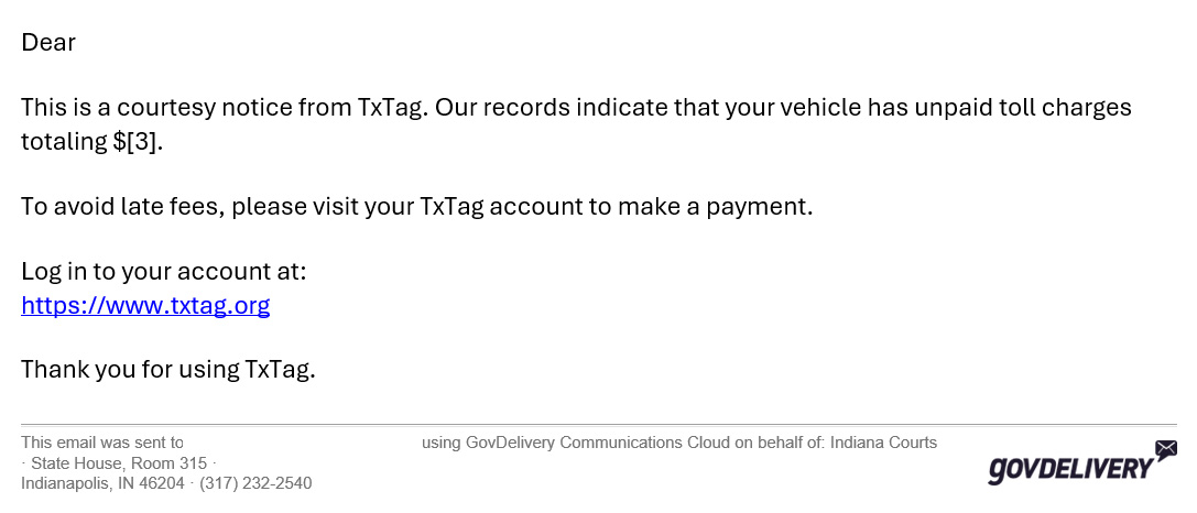 Example image of malicious email