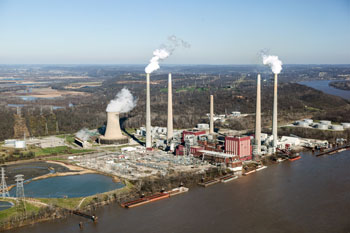 Power plant along river