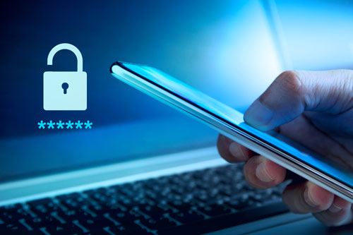 Cell phone with lock symbol