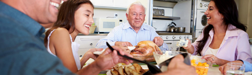 Family sharing Thanksgiving dinner