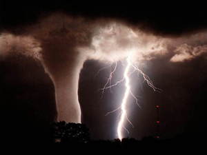 Tornado with lightning