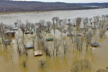 flood, leavenworth, county, town, houses, trees, water