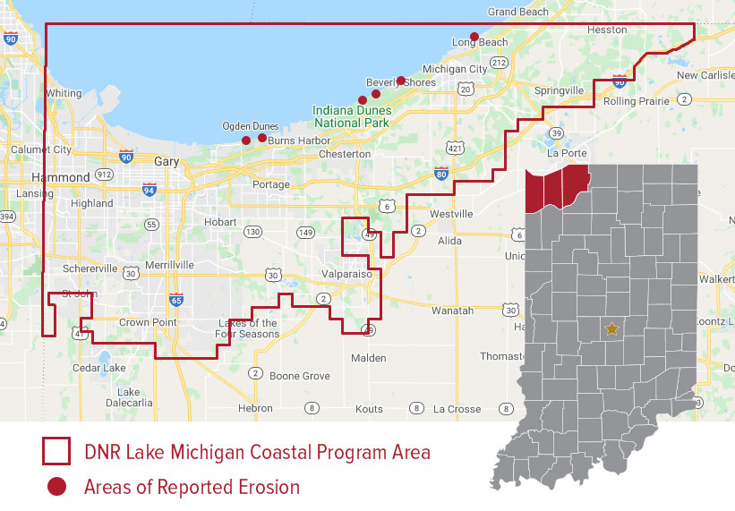 Indiana Lake Michigan shoreline erosion map