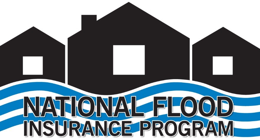 national flood insurance program, graphic, FEMA, houses, water