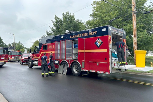 Fire and hazmat truck at Elkhart County LEPC drill