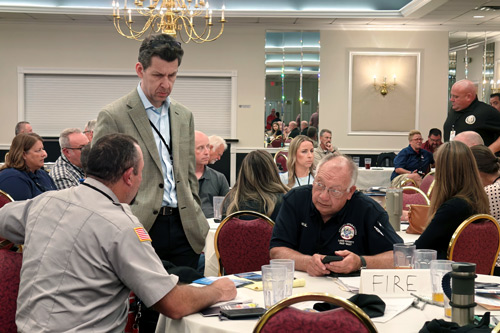 Exercise participants discussing in groups