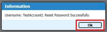 Screenshot of Hazconnect Password Reset Success