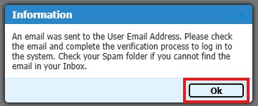 Screenshot of Hazconnect User Email Address pop-up