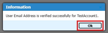 Screenshot of Hazconnect User Email Address Verification pop-up