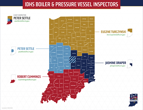 IDHS Boilers and Pressure Vessels Inspectors Map
