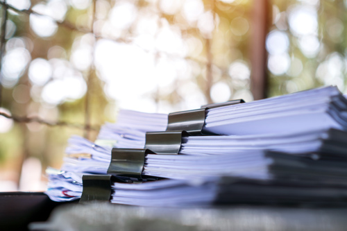 Stack of report papers