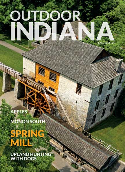 The gristmill, the centerpiece of the Pioneer Village at Spring Mill State Park, is running again. Photo by Brent Drinkut.
