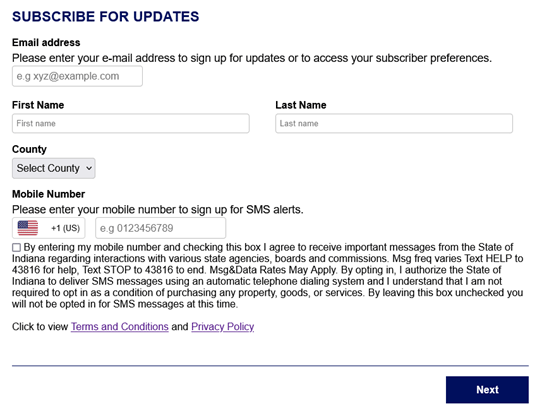 Image of signup form