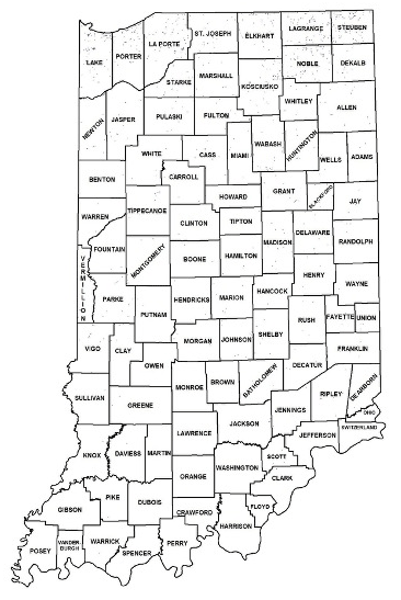 Map of Indiana showing wetlands