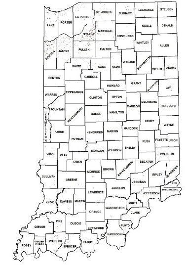 State map showing locations of prairie and savannas 
