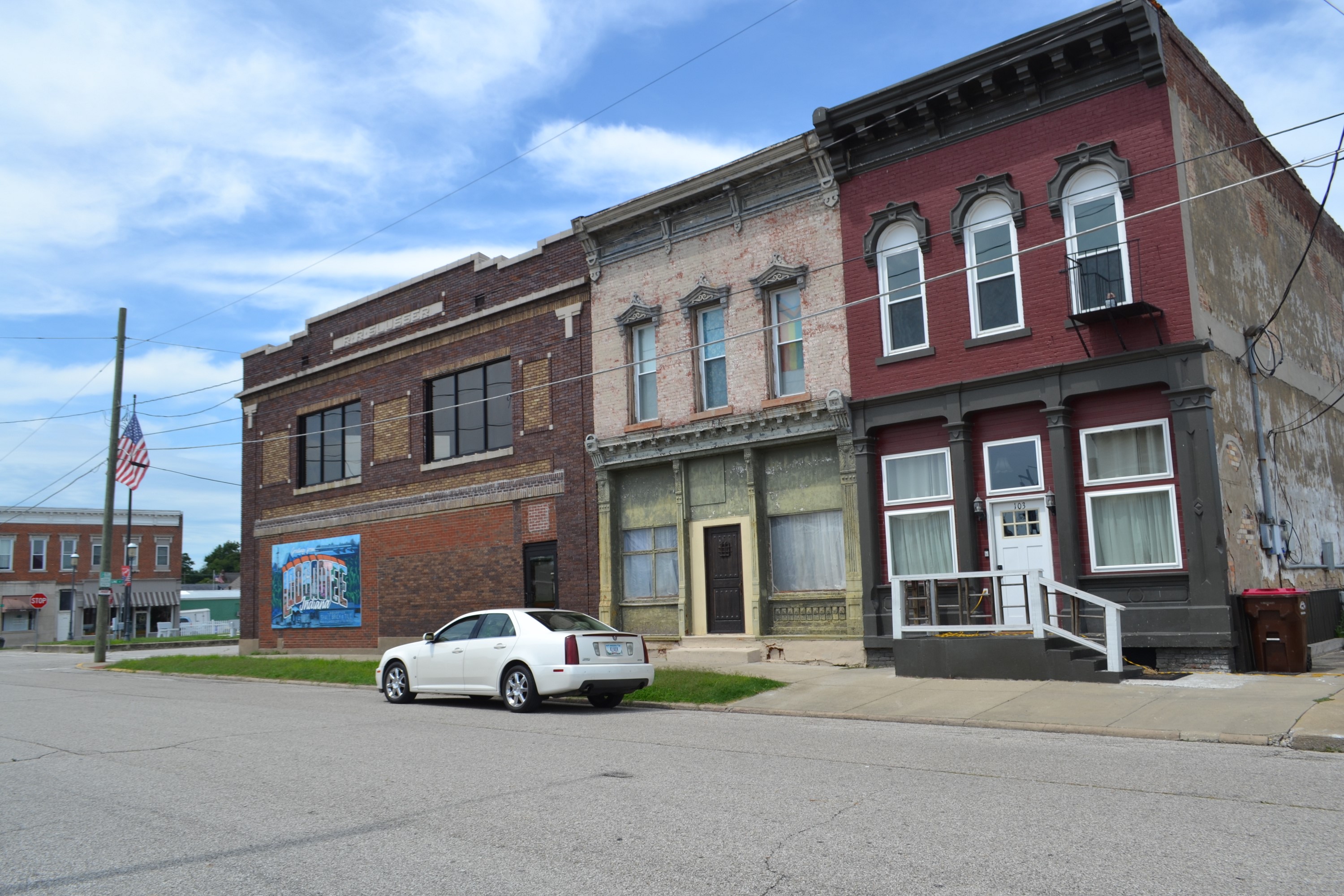 Front of brick building