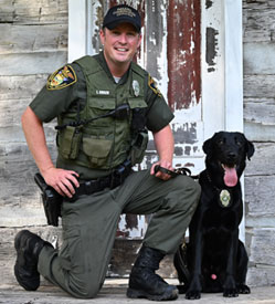 K-9 Officer Frank and his handler Indiana Conservation Officer Levi Knach