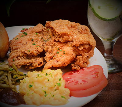 Food on plate, fried chicken