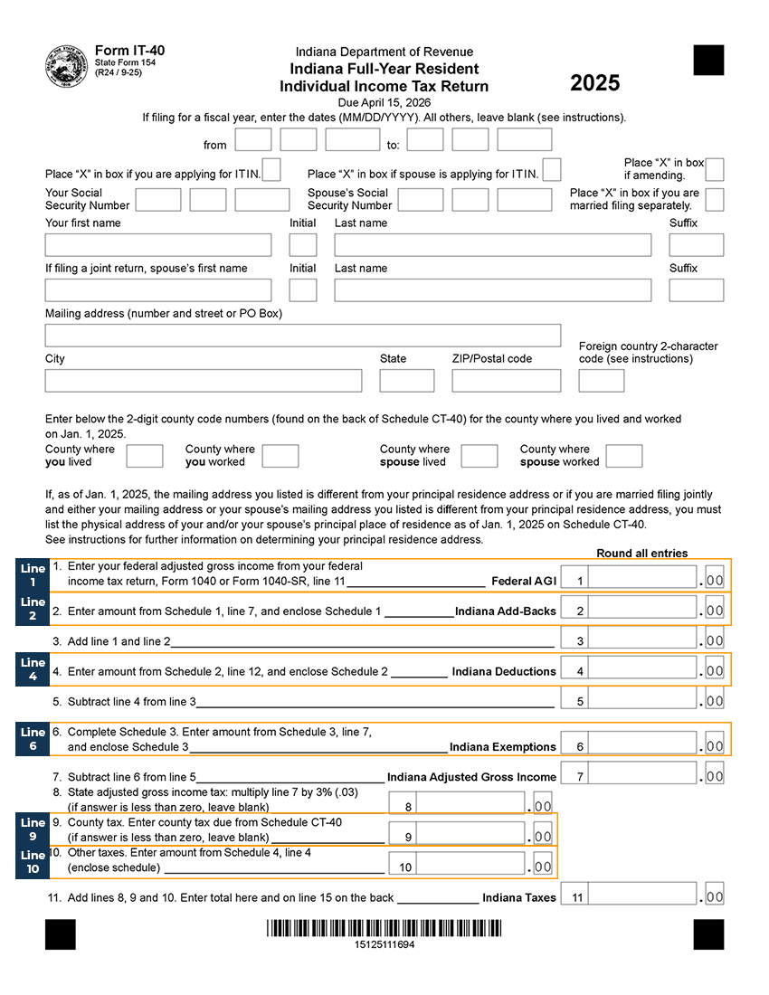 IT-40 Income Tax Form front side