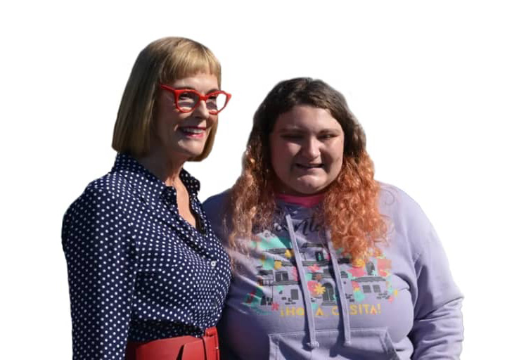 Suzanne Crouch with young woman.