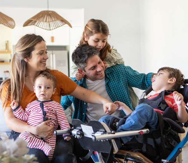 Family gathered with children.