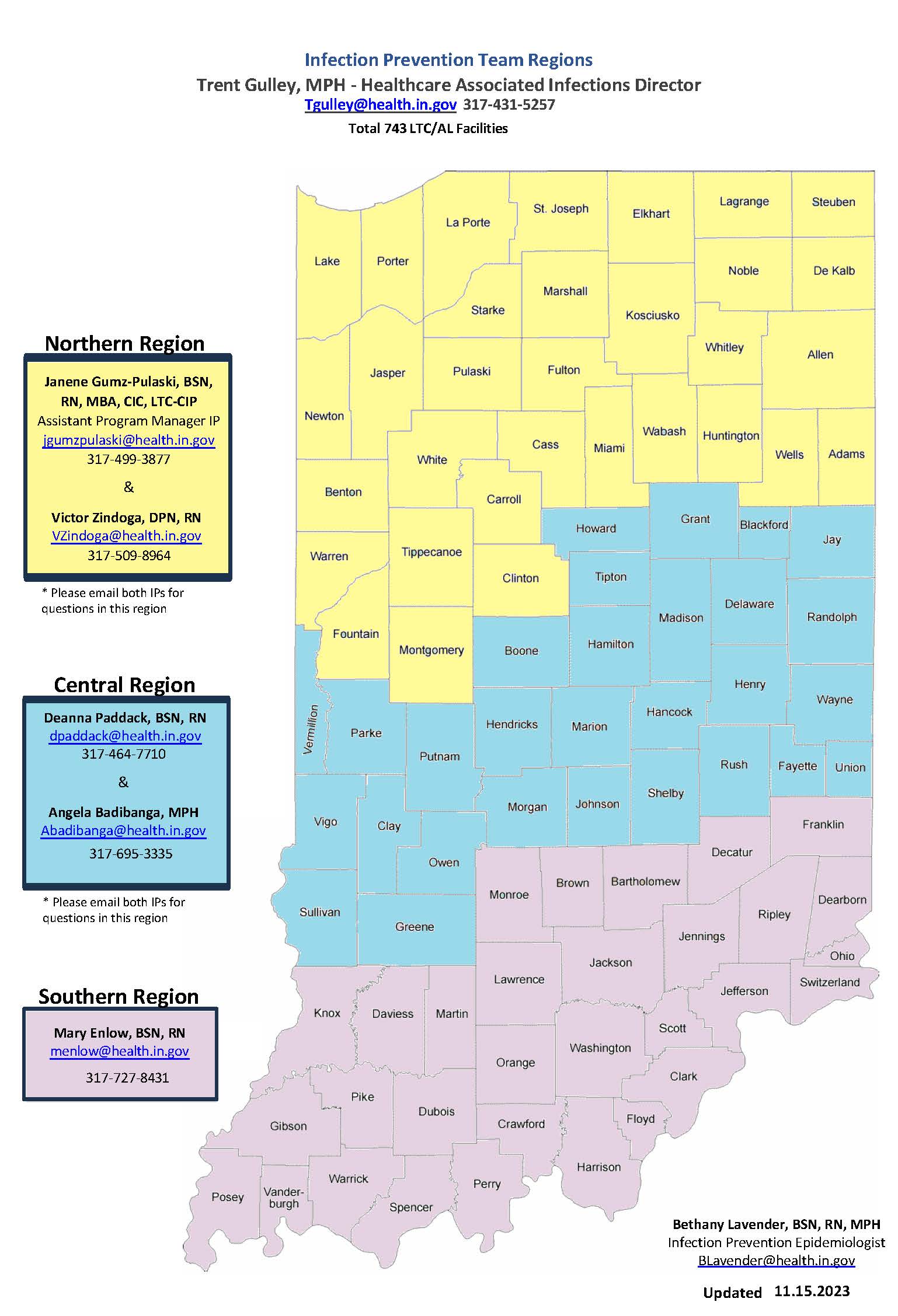 Indiana Infection Prevention Coverage by Region