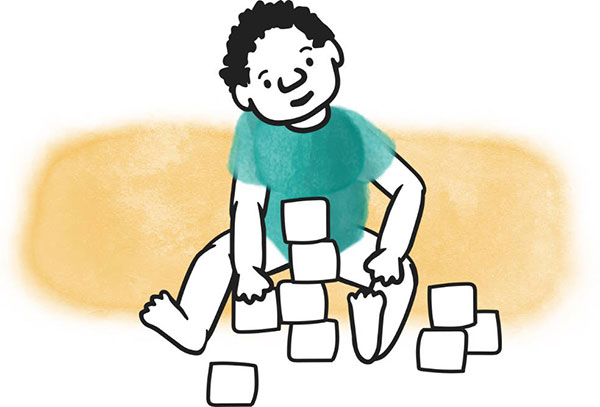 child with blocks