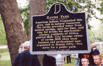 Side one of Ravine Park marker