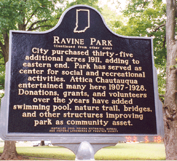 Side two of Ravine Park marker