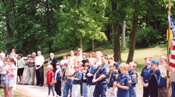 Boy Scouts at the dedication of the marker