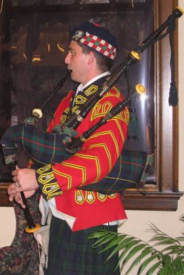 Bagpiper Chad Hughes performed a musicaltribute to Andrew Carnegie, a native Scotsman.