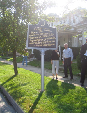 Two identical markers for the Conner Street Historic District are located at 1039 Logan Street, and Conner Street and 17th Street in Noblesville. 