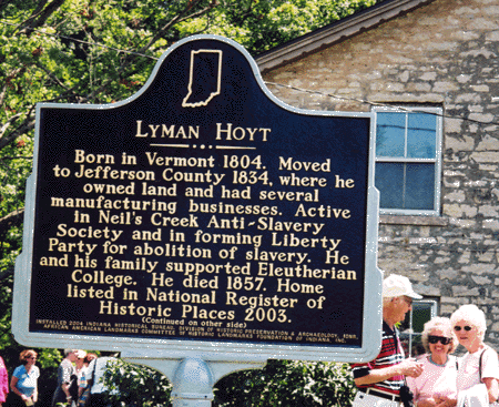 Marker dedication June 19, 2004, at Lyman Hoyt house, 7147 West SR 250, Lancaster, Jefferson County, Indiana. 