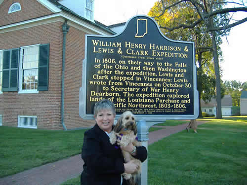 Paula Bongen and 'Ginny' the Indiana History Hound.