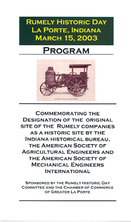 The Rumely Companies marker dedication program