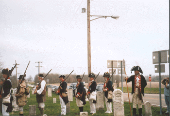 Honor guard salute at William Bratton marker dedication, April 13, 2002.