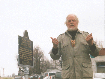 James Alexander Thom, author and lecturer at William Bratton marker dedication, April 13, 2002.