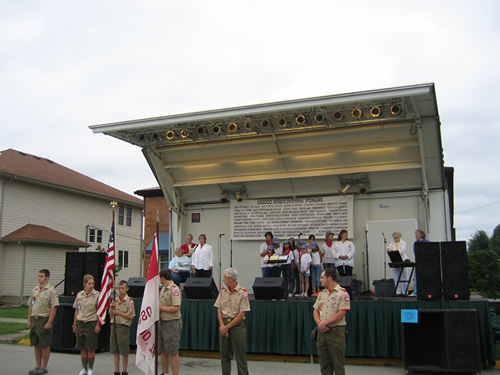 Osgood Scout Troop 638 presents the Colors for the dedication ceremony.