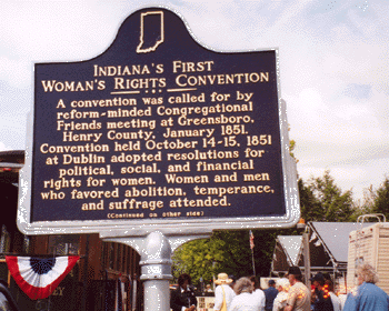 Dedication of Indiana's First Woman's Rights Convention, May 24, 2003.
