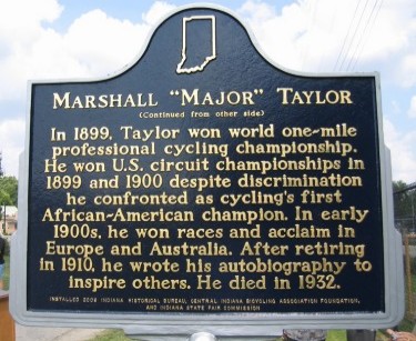 Marshall "Major" Taylor Indiana Historical Marker Side Two