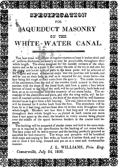 Specification for Aqueduct Masonry on the White-Water Canal