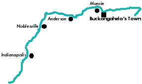 Drawing of White River from Buckongahela's town to south of Indianapolis
