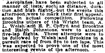Article about Orville Wright at the Indianapolis Motor Speedway, 1910