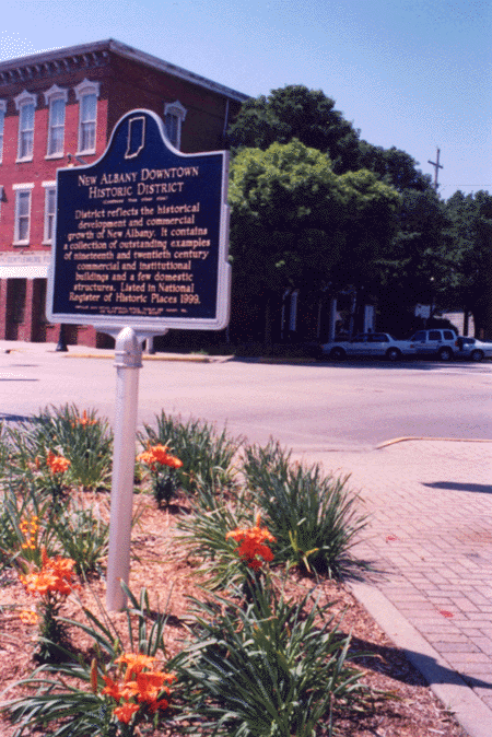 New Albany Downtown Historic District marker